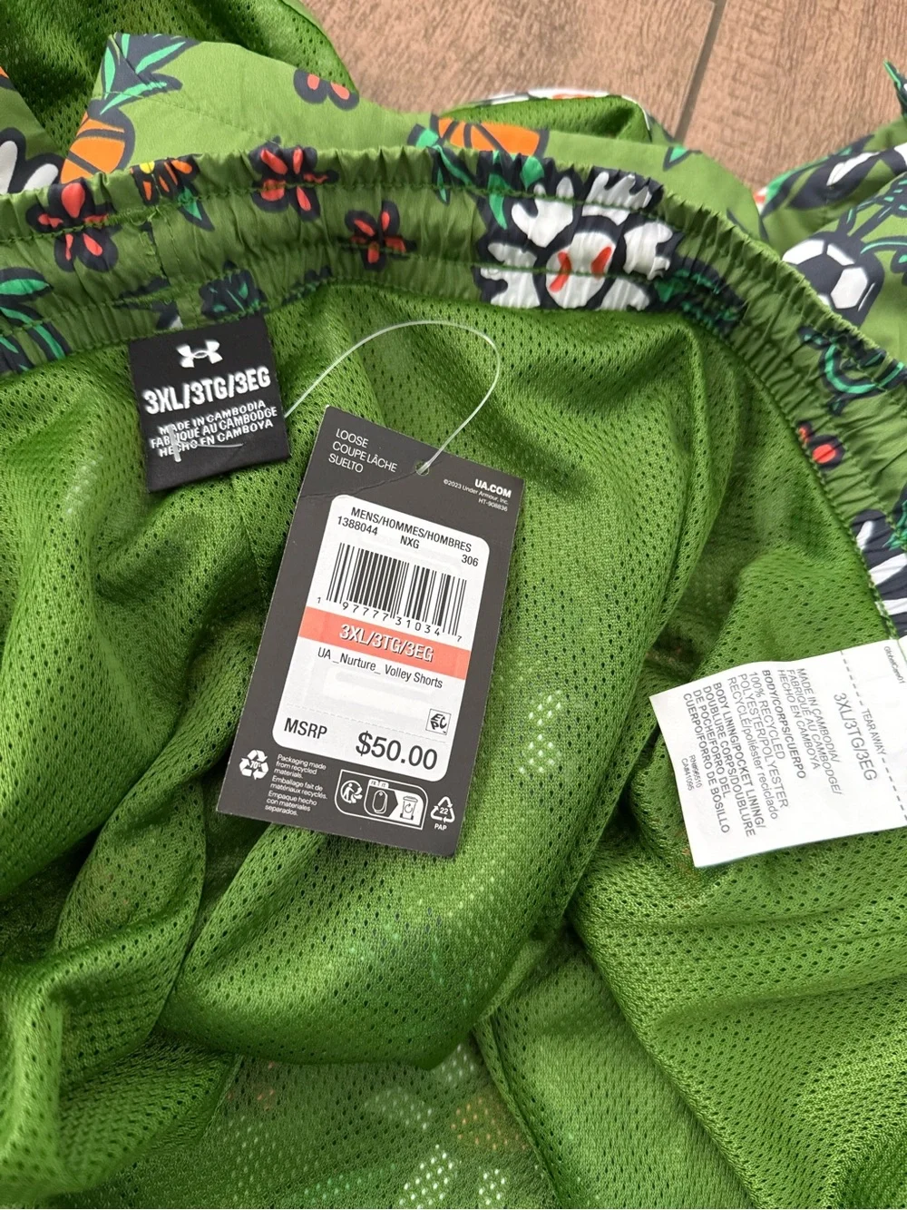 Under Armour Men's Nurture Volleys Training Shorts 1388044 306 Green Sz 3XL